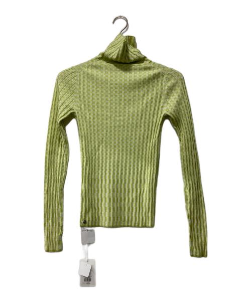 ANNUAL（アニュアル）ANNUAL (アニュアル) Checkered Rib Turtle PO/タートルネックニット グリーン サイズ:F 未使用品の古着・服飾アイテム