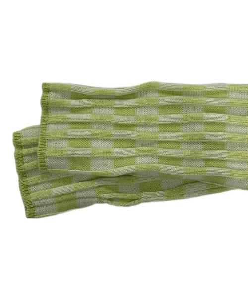ANNUAL（アニュアル）ANNUAL (アニュアル) Checkered Rib Turtle PO/タートルネックニット グリーン サイズ:F 未使用品の古着・服飾アイテム