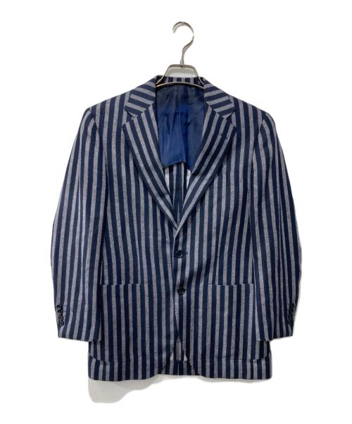 BEAMS F（ビームスエフ）BEAMS F (ビームスエフ) DI PRAY シルクリネン ストライプ ジャケット ブルー サイズ:SIZE44の古着・服飾アイテム