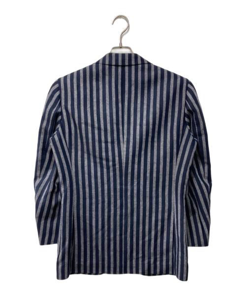 BEAMS F（ビームスエフ）BEAMS F (ビームスエフ) DI PRAY シルクリネン ストライプ ジャケット ブルー サイズ:SIZE44の古着・服飾アイテム