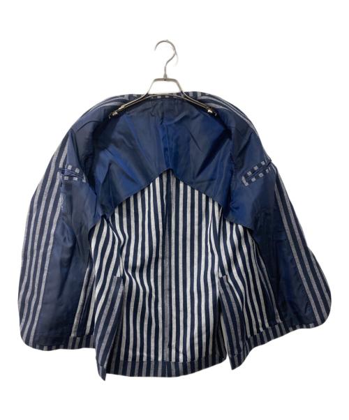 BEAMS F（ビームスエフ）BEAMS F (ビームスエフ) DI PRAY シルクリネン ストライプ ジャケット ブルー サイズ:SIZE44の古着・服飾アイテム