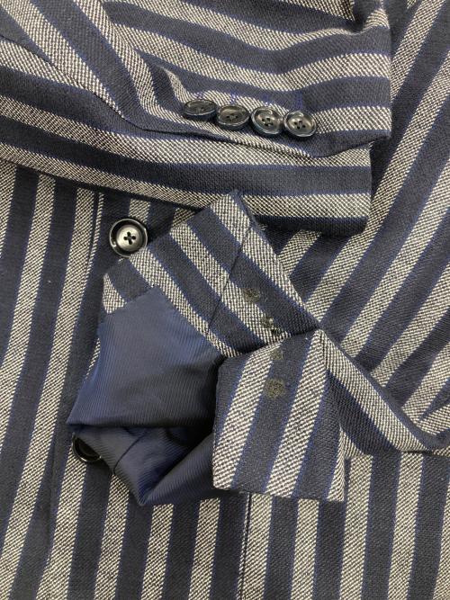BEAMS F（ビームスエフ）BEAMS F (ビームスエフ) DI PRAY シルクリネン ストライプ ジャケット ブルー サイズ:SIZE44の古着・服飾アイテム