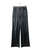 JOHN LAWRENCE SULLIVANジョン ローレンス サリバン）の古着「フェイクレザーパンツ/GRADATION FLOC PRINTED DENIM 5POCKET」｜ブラック