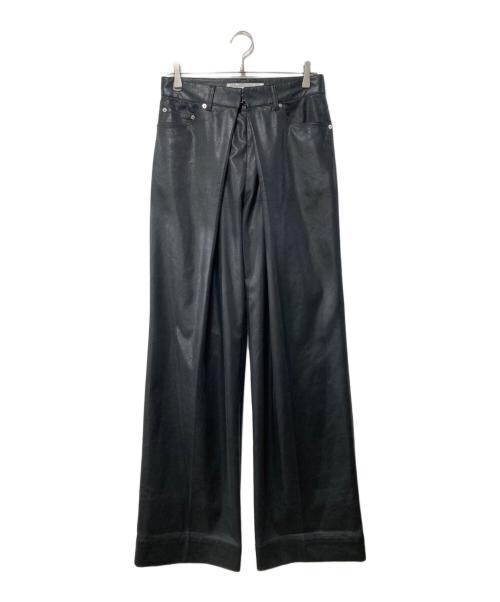 JOHN LAWRENCE SULLIVAN（ジョン ローレンス サリバン）JOHN LAWRENCE SULLIVAN (ジョン ローレンス サリバン) フェイクレザーパンツ/GRADATION FLOC PRINTED DENIM 5POCKET ブラック サイズ:42の古着・服飾アイテム