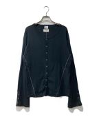 kooi×Robert P.Millerコーイ×ロバートピーミラー）の古着「STITCH PANEL RIBBED CARDIGAN/ニットカーディガン」｜ブラック