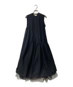 COMME des GARCONSコムデギャルソン）の古着「ノースリーブチュール ロングワンピース」｜ブラック