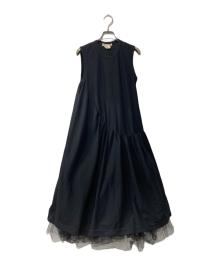 COMME des GARCONS（コムデギャルソン）の古着「ノースリーブチュール ロングワンピース」｜ブラック