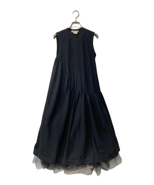 COMME des GARCONS（コムデギャルソン）COMME des GARCONS (コムデギャルソン) ノースリーブチュール ロングワンピース ブラック サイズ:XSの古着・服飾アイテム