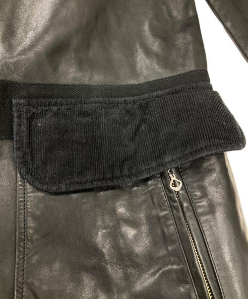 COMME des GARCONS JUNYA WATANABE MAN（コム デ ギャルソン ジュンヤ ワタナベ マン）COMME des GARCONS JUNYA WATANABE MAN (コム デ ギャルソン ジュンヤ ワタナベ マン) レザーダッフルコート ブラック サイズ:Sの古着・服飾アイテム