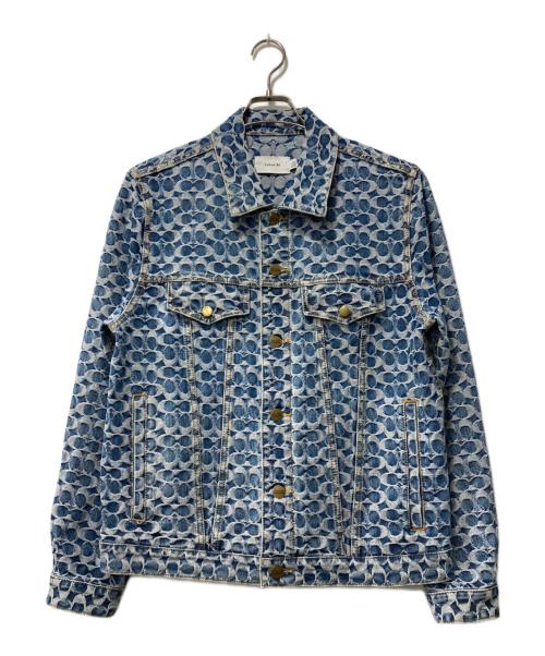 COACH（コーチ）COACH (コーチ) オール オーバー シグネチャー ジャガード デニム トラッカージャケット インディゴ サイズ:Mの古着・服飾アイテム
