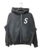 SUPREMEシュプリーム）の古着「S Logo Zip Up Hooded Sweatshirt/Sロゴ ジップアップフーディー」｜ブラック