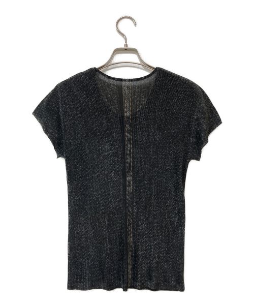 PLEATS PLEASE（プリーツプリーズ）PLEATS PLEASE (プリーツプリーズ) デニム転写カットソー ブラック サイズ:Lの古着・服飾アイテム