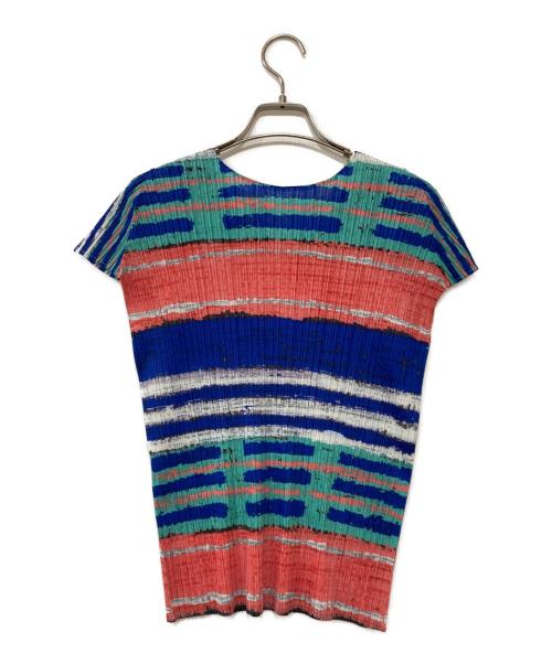 PLEATS PLEASE（プリーツプリーズ）PLEATS PLEASE (プリーツプリーズ) カットソー ピンク×ブルー サイズ:3の古着・服飾アイテム