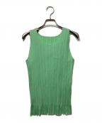 PLEATS PLEASEプリーツプリーズ）の古着「ノースリーブフリンジプリーツカットソー」｜グリーン