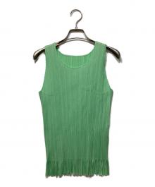 PLEATS PLEASE（プリーツプリーズ）の古着「ノースリーブフリンジプリーツカットソー」｜グリーン