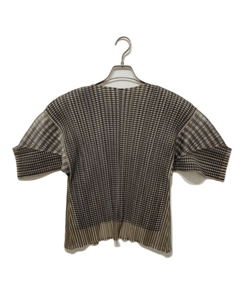 PLEATS PLEASE（プリーツプリーズ）PLEATS PLEASE (プリーツプリーズ) レイヤードクレイジーパターンカーディガン グリーン サイズ:Lの古着・服飾アイテム