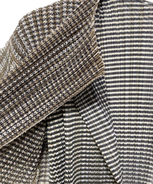 PLEATS PLEASE（プリーツプリーズ）PLEATS PLEASE (プリーツプリーズ) レイヤードクレイジーパターンカーディガン グリーン サイズ:Lの古着・服飾アイテム