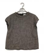 BALLSEYボールジィ）の古着「ポリエステルレーヨンカラミ フレンチスリーブブラウス」｜グレー