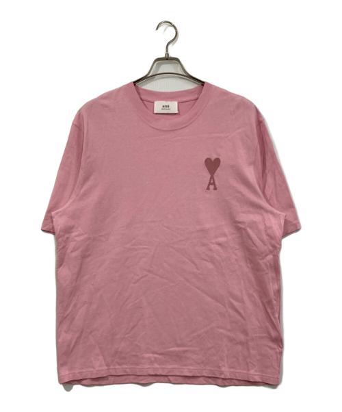 AMI Alexandre Mattiussi（アミアレクサンドルマテュッシ）AMI Alexandre Mattiussi (アミアレクサンドルマテュッシ) ハートロゴ刺繍Tシャツ ピンク サイズ:Ⅿの古着・服飾アイテム