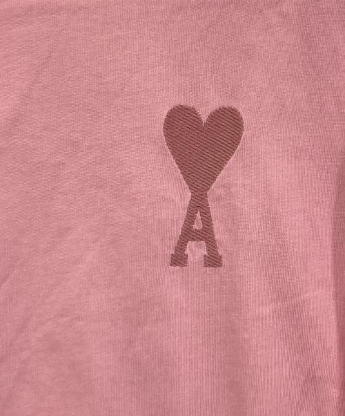 AMI Alexandre Mattiussi（アミアレクサンドルマテュッシ）AMI Alexandre Mattiussi (アミアレクサンドルマテュッシ) ハートロゴ刺繍Tシャツ ピンク サイズ:Ⅿの古着・服飾アイテム