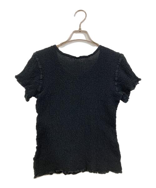 me ISSEY MIYAKE（ミーイッセイ ミヤケ）me ISSEY MIYAKE (ミーイッセイ ミヤケ) シャーリングカットソー ブラック サイズ:実寸参照の古着・服飾アイテム