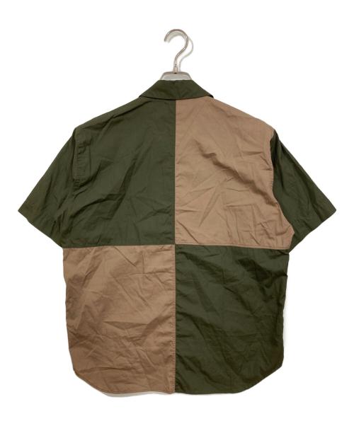 MARGARET HOWELL（マーガレットハウエル）MARGARET HOWELL (マーガレットハウエル) バイカラー半袖シャツ ブラウン×グリーン サイズ:Lの古着・服飾アイテム