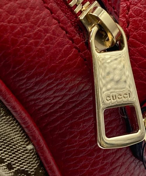 GUCCI（グッチ）GUCCI (グッチ) マイクログッチシマ レザー ショルダーバッグ ベージュ×レッドの古着・服飾アイテム