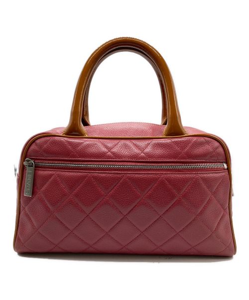 CHANEL（シャネル）CHANEL (シャネル) キャビアスキン ロゴ ボーリングバッグ ピンクの古着・服飾アイテム