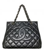 CHANELシャネル）の古着「チェーンショルダートートバッグ」｜ブラック