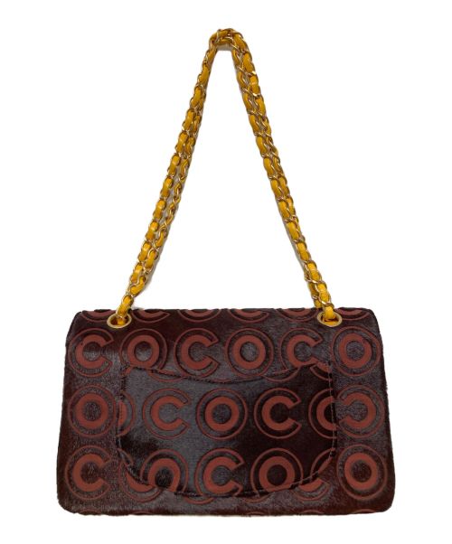 CHANEL（シャネル）CHANEL (シャネル) ココマークハラコチェーンショルダーバッグ ブラウン×ボルドー×イエローの古着・服飾アイテム