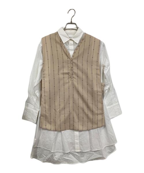 Ameri（アメリ）Ameri (アメリ) LOGO STRIPE VEST SET TUNIC SHIRT ベージュ サイズ:FREEの古着・服飾アイテム