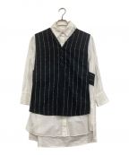Ameriアメリ）の古着「LOGO STRIPE VEST SET TUNIC SHIRT/長袖シャツ」｜ホワイト