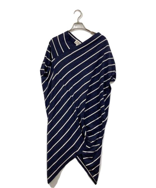 Vivienne Westwood ANGLOMANIA（ヴィヴィアンウエストウッドアングロマニア）Vivienne Westwood ANGLOMANIA (ヴィヴィアンウエストウッドアングロマニア) 変形デザイン半袖ワンピース ネイビー サイズ:SIZE 38の古着・服飾アイテム