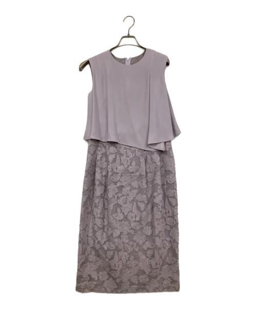 23区（ニジュウサンク）23区 (ニジュウサンク) フラワーカットジャガードワンピース パープル サイズ:38の古着・服飾アイテム