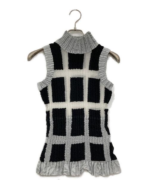 yoshiki hishinuma（ヨシキ・ヒシヌマ）yoshiki hishinuma (ヨシキ・ヒシヌマ) シワ加工プリーツノースリーブブラウス ブラック×グレー サイズ:SIZE 2の古着・服飾アイテム