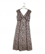 HER LIP TOハーリップトゥ）の古着「Lace Trimmed Floral Dress」｜ブラウン