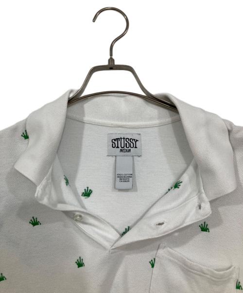 stussy（ステューシー）stussy (ステューシー) 王冠刺繍ポロシャツ ホワイト サイズ:Ⅿの古着・服飾アイテム
