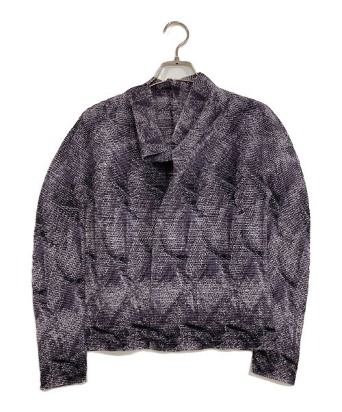 me ISSEY MIYAKE（ミーイッセイ ミヤケ）me ISSEY MIYAKE (ミーイッセイ ミヤケ) プリーツカーディガン パープル サイズ:実寸サイズ参照の古着・服飾アイテム