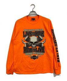 HARLEY-DAVIDSON（ハーレーダビッドソン）の古着「長袖プリントTシャツ」｜オレンジ