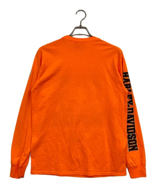 HARLEY-DAVIDSON（ハーレーダビッドソン）HARLEY-DAVIDSON (ハーレーダビッドソン) 長袖プリントTシャツ オレンジ サイズ:Mの古着・服飾アイテム