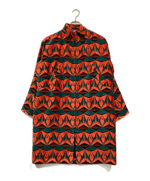 me ISSEY MIYAKE（ミーイッセイ ミヤケ）me ISSEY MIYAKE (ミーイッセイ ミヤケ) パイル総柄コート オレンジ サイズ:実寸サイズ参照の古着・服飾アイテム