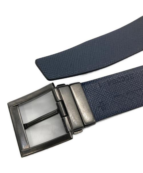 PRADA（プラダ）PRADA (プラダ) リバーシブルベルト ブラック×ネイビー サイズ:85/34の古着・服飾アイテム