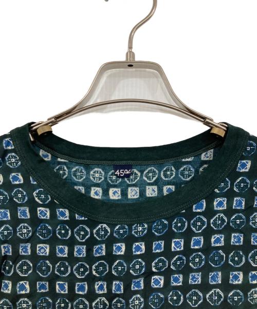 45R（フォーティファイブ・アール）45R (フォーティファイブ・アール) レーヨンダンプ×天竺の小紋プリントドレス グリーンの古着・服飾アイテム