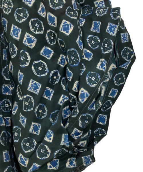 45R（フォーティファイブ・アール）45R (フォーティファイブ・アール) レーヨンダンプ×天竺の小紋プリントドレス グリーンの古着・服飾アイテム