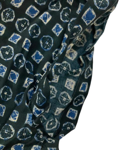 45R（フォーティファイブ・アール）45R (フォーティファイブ・アール) レーヨンダンプ×天竺の小紋プリントドレス グリーンの古着・服飾アイテム