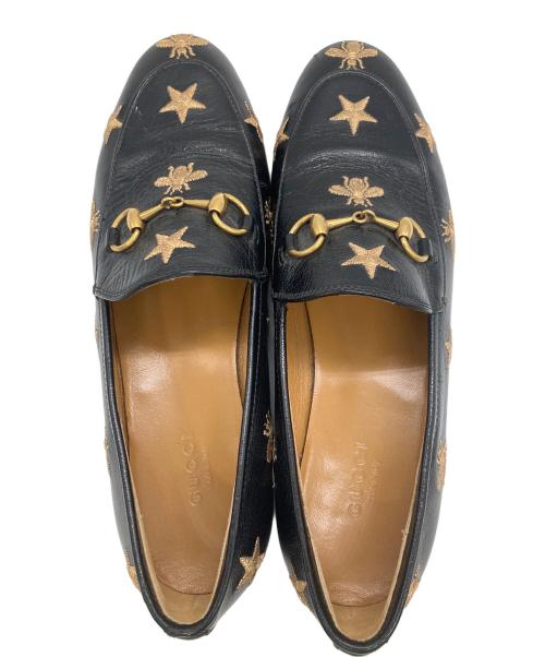 GUCCI（グッチ）GUCCI (グッチ) ビー刺繍ホースビットローファー ブラック サイズ:37の古着・服飾アイテム