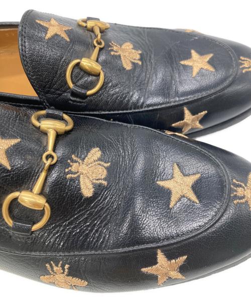 GUCCI（グッチ）GUCCI (グッチ) ビー刺繍ホースビットローファー ブラック サイズ:37の古着・服飾アイテム