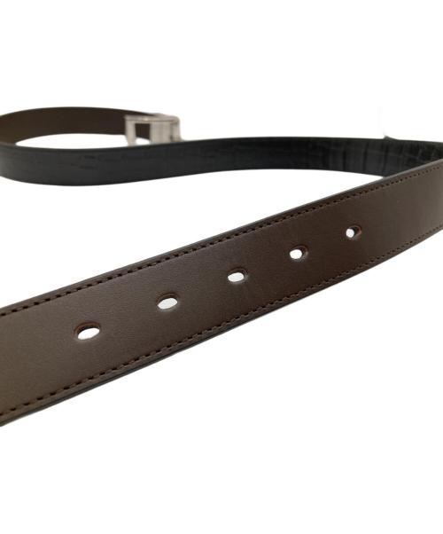 BLACK LABEL CRESTBRIDGE（ブラックレーベル クレストブリッジ）BLACK LABEL CRESTBRIDGE (ブラックレーベル クレストブリッジ) リバーシブル型押しレザーベルト ブラックの古着・服飾アイテム