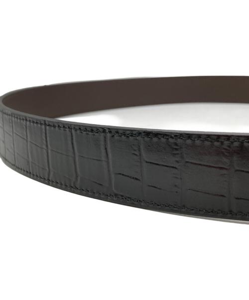 BLACK LABEL CRESTBRIDGE（ブラックレーベル クレストブリッジ）BLACK LABEL CRESTBRIDGE (ブラックレーベル クレストブリッジ) リバーシブル型押しレザーベルト ブラックの古着・服飾アイテム