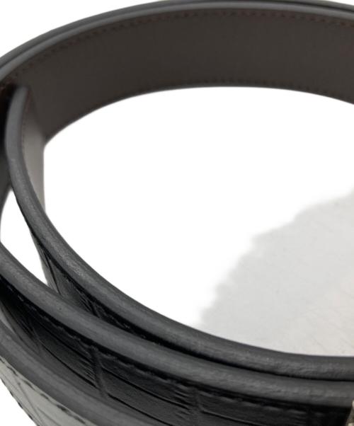 BLACK LABEL CRESTBRIDGE（ブラックレーベル クレストブリッジ）BLACK LABEL CRESTBRIDGE (ブラックレーベル クレストブリッジ) リバーシブル型押しレザーベルト ブラックの古着・服飾アイテム